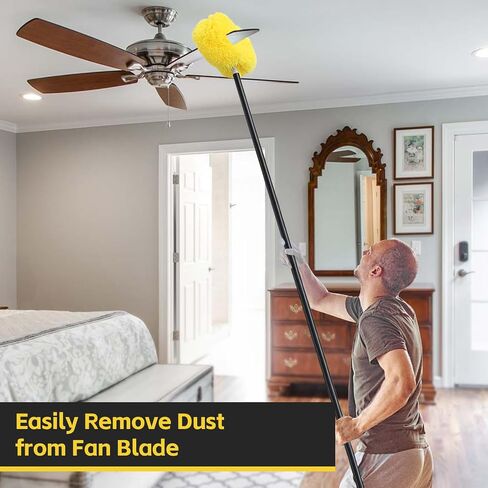 Ceiling Fan Cleaner Duster 7 Ft, Fan Duster for Ceiling Fan Blades, Removable Ceiling Fan Duster with Long Pole, Reusable Ceiling Cleaner Duster for High Ceilings, Fans, Furniture, Blinds in Kuwait