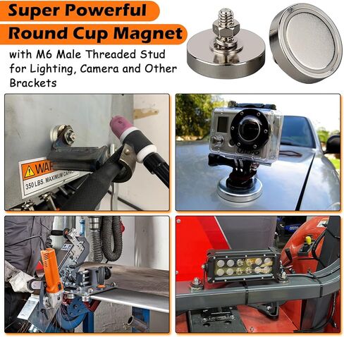 4 قطع مغناطيس كأس مستدير من النيوديميوم شديد التحمل، مغناطيس قوي للأتربة النادرة مع مسمار خيط ذكر 1/4-20، قاعدة تثبيت مغناطيسية قوية للإضاءة، الكاميرا، حامل ثلاثي الأرجل، الأقواس، المستشعر in Kuwait