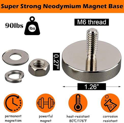 4 قطع مغناطيس كأس مستدير من النيوديميوم شديد التحمل، مغناطيس قوي للأتربة النادرة مع مسمار خيط ذكر 1/4-20، قاعدة تثبيت مغناطيسية قوية للإضاءة، الكاميرا، حامل ثلاثي الأرجل، الأقواس، المستشعر in Kuwait