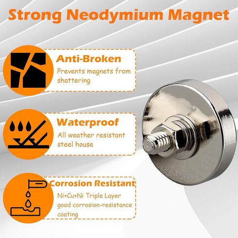 4 قطع مغناطيس كأس مستدير من النيوديميوم شديد التحمل، مغناطيس قوي للأتربة النادرة مع مسمار خيط ذكر 1/4-20، قاعدة تثبيت مغناطيسية قوية للإضاءة، الكاميرا، حامل ثلاثي الأرجل، الأقواس، المستشعر in Kuwait