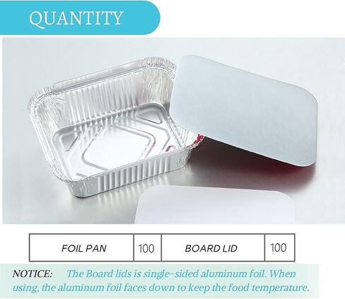 Small Aluminum Pans with Lids -(5"×4"×1.8") 1 LB Capacity Tin Foil Food Containers with Lids - 40 Pans and 40 Lids - for Cooking, Baking, Meal Prep in Kuwait