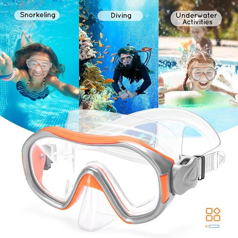 Kids Swim Goggles, Swimming Goggles with Nose Cover for Children Teens (4-12), 180 Degree HD Tempered Glass Diving Mask with Earplugs + Storage Net Bag in Kuwait