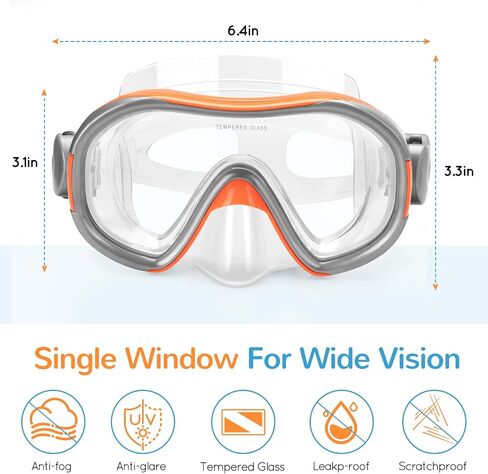 Kids Swim Goggles, Swimming Goggles with Nose Cover for Children Teens (4-12), 180 Degree HD Tempered Glass Diving Mask with Earplugs + Storage Net Bag in Kuwait