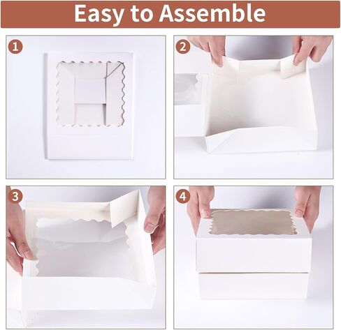 36 pcs 10x10x2.5 Inches Cake Box with Window, Bakery Box, Pastry Boxes, Cookie Boxes, Mini Pie Box for Pastry,Dessert,Strawberries,Chocolates (Pink, 10x10x2.5inch/36pcs) in Kuwait