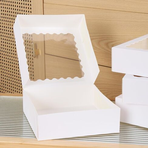 36 pcs 10x10x2.5 Inches Cake Box with Window, Bakery Box, Pastry Boxes, Cookie Boxes, Mini Pie Box for Pastry,Dessert,Strawberries,Chocolates (Pink, 10x10x2.5inch/36pcs) in Kuwait
