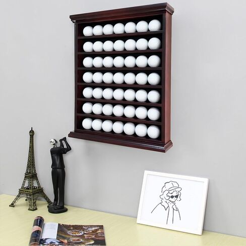 Deluxe Natural Wood Golf Ball Display Cabinet - Showcases Up to 49 Golf Balls - Ideal for Collectors & Enthusiasts in Kuwait