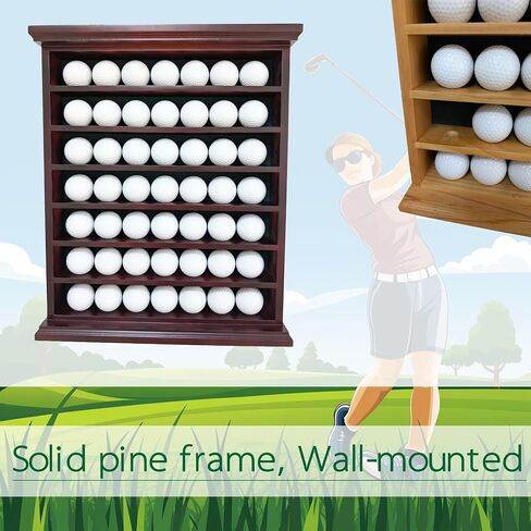 Deluxe Natural Wood Golf Ball Display Cabinet - Showcases Up to 49 Golf Balls - Ideal for Collectors & Enthusiasts in Kuwait