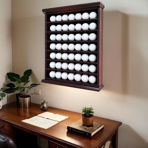Deluxe Natural Wood Golf Ball Display Cabinet - Showcases Up to 49 Golf Balls - Ideal for Collectors & Enthusiasts in Kuwait
