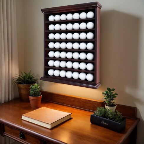Deluxe Natural Wood Golf Ball Display Cabinet - Showcases Up to 49 Golf Balls - Ideal for Collectors & Enthusiasts in Kuwait