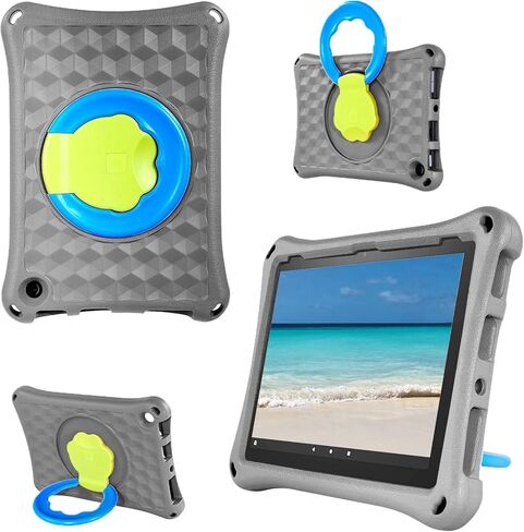 All-New Fire HD 10 Tablet Case for Kids(2023/2021 Release, 13th/11th Generation),Light Weight Shock Proof Handle Friendly 360 Rotating Grip Stand Kid-Proof Case (Blue) in Kuwait