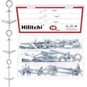 Hilitchi 15Pcs M4 O-Shaped Toggle Bolts and Wing Nut Kit Eye Bolt Toggle Anchors Set Butterfly Toggle Anchors Toggle Bolts Heavy Duty Butterfly Anchors for Hanging Lamps Heavy Items in Kuwait