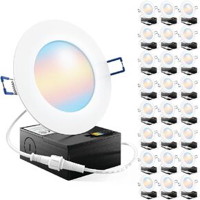 SUNCO 24 Pack 6 بوصة Ultra Thin LED مصابيح سقف راحة سلسة تقليم CCT 2700K ، 3000K ، 4000K ، 5000K ، 6000K ، Dimmable 14W = 100W WEAFER TILLANG