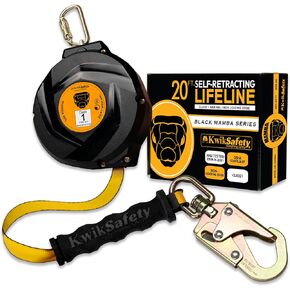 Kwiksafety - Charlotte ، NC - Mamba 20 'تراجع عن خط الحياة [الإسكان الخفيف الوزن الكربوني] الفئة B Web SRL ANSI OSHA قابلة للسحب سقوط السقوط معدات بناء الأسقف
