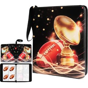 Trading Card Binder 900 Pockets, Soccer Card Binder Holder with 50 Removable Sleeves Fits 900 Sport Cards, Soccer Card Gifts Collector Album with Zipper Storage Display Case