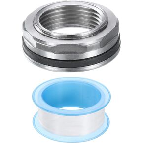 UXCELL 2PCS Bulkhead Fitting 1 "Female 304 Stains Stefic Feethic Tank Mostic Adapter Thru-Bulk Pipe مع شريط ختم لخزان الماء وحوض الاستحمام وحوض بالوعة