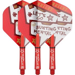 مجموعة أدوات الطيران والعمود من TARGET Darts Stephen Bunting، الطيران رقم 2، جذع قصير/متوسط/متوسط ​​| رحلات طيران برو ألترا باللون الأحمر والأبيض والأسود وأعمدة قبضة احترافية، وإكسسوارات رمي ​​السهام الاحترافية