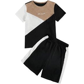 Boy's 2 Piece Outfits Floral Print Short Sleeve Crewneck T Shirt and Shorts Set Summer Outfits