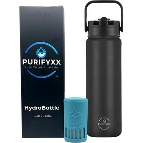 Hydrobottle | زجاجة مياه مصفاة من الفولاذ المقاوم للصدأ ، 24 أوقية | BPA خالية ، يزيل الرصاص ، الكلور ، الزرنيخ ، المركبات العضوية المتطايرة | يستمر المرشح 3 أشهر ، ويحل محل 568 زجاجة بلاستيكية (رغوة)