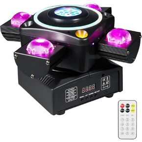 Moving Head Stage Light, LED DJ Lights with DMX512 Controller, Sound Activation, 4pcs 12W RGBW LED Beads,Dimmer Strobe Effect