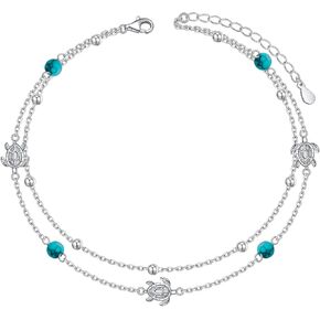 Ladytree Anklet for Women 925 Sterling Silver Adjustable Foot Beaded Heart/Cubic zirconia Charm Ankle Bracelet Anklets Jewelry in Kuwait