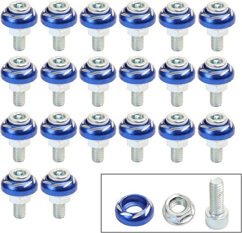 Mokuo 20pcs M6 Cap Cap Procks & Nums مجموعات التشكيلة M6 × 1.0 × 16 مم مع غسالة ديكور الألومنيوم ، المسمار زخرفة إطار لوحة الترخيص ، الأحمر in Kuwait