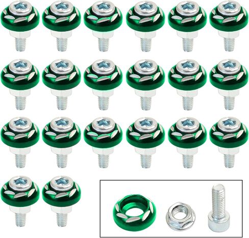 Mokuo 20pcs M6 Cap Cap Procks & Nums مجموعات التشكيلة M6 × 1.0 × 16 مم مع غسالة ديكور الألومنيوم ، المسمار زخرفة إطار لوحة الترخيص ، الأحمر in Kuwait