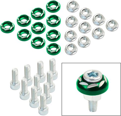 Mokuo 20pcs M6 Cap Cap Procks & Nums مجموعات التشكيلة M6 × 1.0 × 16 مم مع غسالة ديكور الألومنيوم ، المسمار زخرفة إطار لوحة الترخيص ، الأحمر in Kuwait