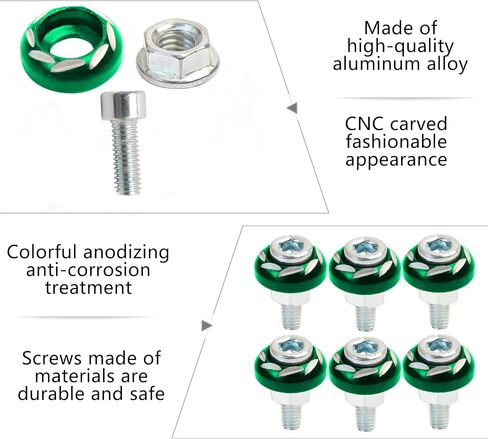 Mokuo 20pcs M6 Cap Cap Procks & Nums مجموعات التشكيلة M6 × 1.0 × 16 مم مع غسالة ديكور الألومنيوم ، المسمار زخرفة إطار لوحة الترخيص ، الأحمر in Kuwait
