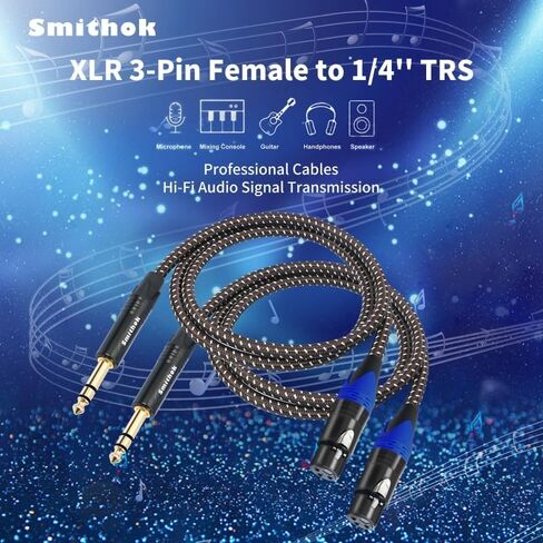 1/4" to XLR Cable,Heavy Duty Nylon Braided,Gold Plated Plug,Balanced 1/4" TRS to XLR Female Patch Cable, Quarter Inch 6.35mm to 3pin XLR Female Microphone Cable, for Speaker,Mixer-10ft(3M) in Kuwait