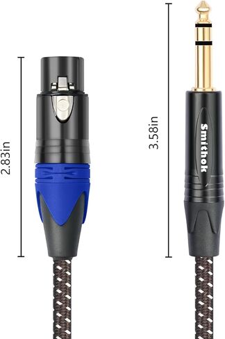 1/4" to XLR Cable,Heavy Duty Nylon Braided,Gold Plated Plug,Balanced 1/4" TRS to XLR Female Patch Cable, Quarter Inch 6.35mm to 3pin XLR Female Microphone Cable, for Speaker,Mixer-10ft(3M) in Kuwait