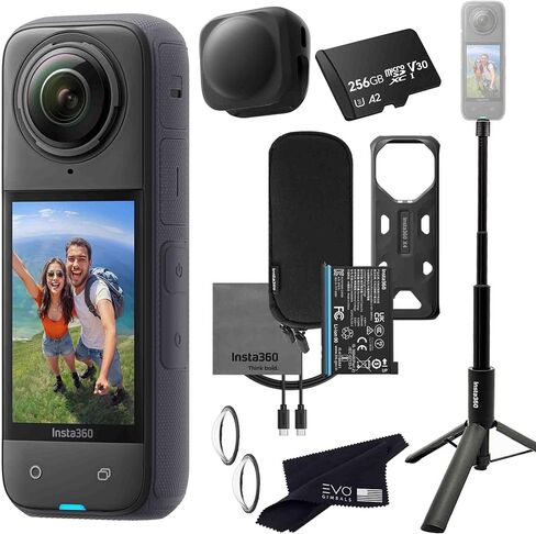 حزمة عصا سيلفي ثلاثية القوائم Insta360 X4 - كاميرا أكشن مقاومة للماء 8K 360 مع مستشعرات 1/2 بوصة، فيديو 8K 360 HDR، مثالية لجولة Matterport 360 House|تتضمن الحزمة عصا سيلفي ثلاثية القوائم، وغطاء عدسة (512 جيجابايت) in Kuwait