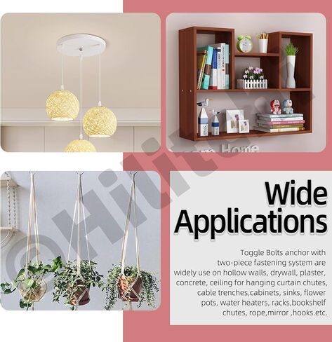 Hilitchi 15Pcs M4 O-Shaped Toggle Bolts and Wing Nut Kit Eye Bolt Toggle Anchors Set Butterfly Toggle Anchors Toggle Bolts Heavy Duty Butterfly Anchors for Hanging Lamps Heavy Items in Kuwait