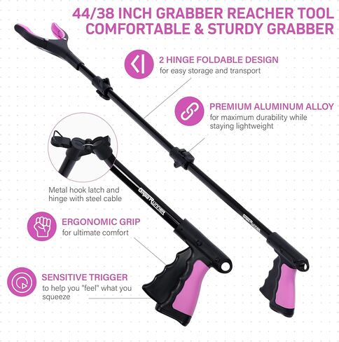 38 Inch & 44 Inch Extra Long Grabber Reacher Tool Set – Extendable Reacher Grabber Pickup Tools for Seniors, Disabled and Hard-to-Reach Areas, Ergonomic Grip & Lightweight Design（Blue） in Saudi Arabia
