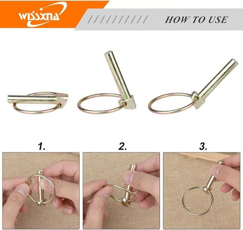 6PCS Heavy Duty PTO and Hitch Lynch Square Pins, Clip and Cast Iron Pull Ring & Positioning Pin for Trucks, Tractors, Hand Carts, Towing Mowing,Lawn Mowers & Trailers(1/4’’ *2-1/2’’) in Kuwait
