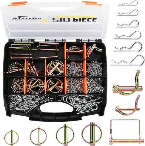 6PCS Heavy Duty PTO and Hitch Lynch Square Pins, Clip and Cast Iron Pull Ring & Positioning Pin for Trucks, Tractors, Hand Carts, Towing Mowing,Lawn Mowers & Trailers(1/4’’ *2-1/2’’) in Kuwait