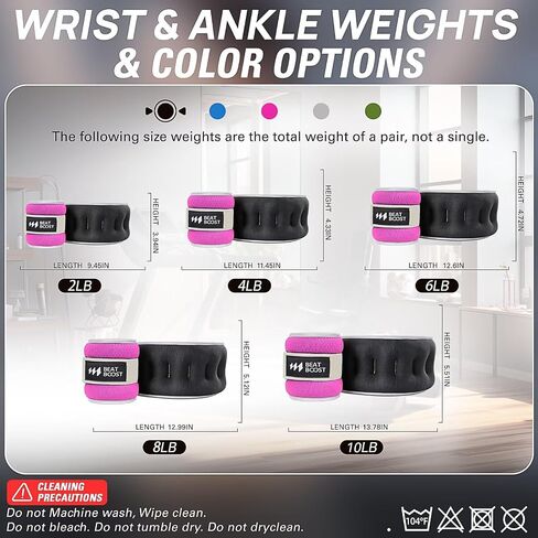 Ankle Wrist Weights for Women Men A Pair of 2 4 6 8 10 Lbs BeatBoost Arm Leg Weight Set with Adjustable Straps for Walking Pilates Exercise Workout Gym Aerobics in Kuwait