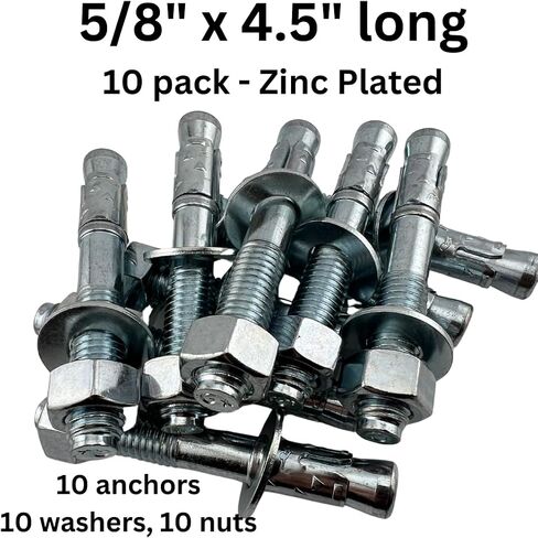 مرساة إسفين مطلي بالزنك ، 5/8 "× 5" ، 4 عبوات ، تشمل المكسرات والغسالات in Kuwait