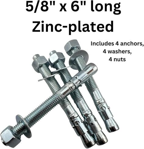 مرساة إسفين مطلي بالزنك ، 5/8 "× 5" ، 4 عبوات ، تشمل المكسرات والغسالات in Kuwait