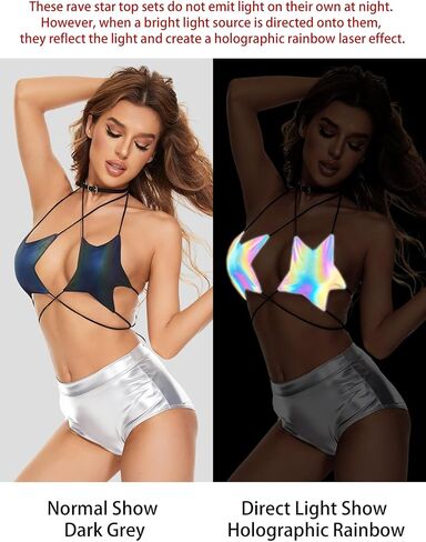 بلوزة Rave Star للنساء - حمالة صدر مثيرة لحفلات الرقص بدون ظهر بأشرطة متقاطعة وربطة عنق ملتفة لمهرجان الموسيقى in Kuwait