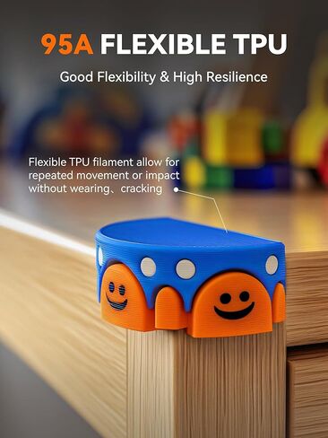 TPU Filament 1.75mm, 95A 3D Printer Filament, Flexible TPU Filament for Fast Printing, 250G Spool, 8 Rolls, 2KG in Total, Black+White+Transparent+Grey+Red+Blue+Green+Orange in Kuwait