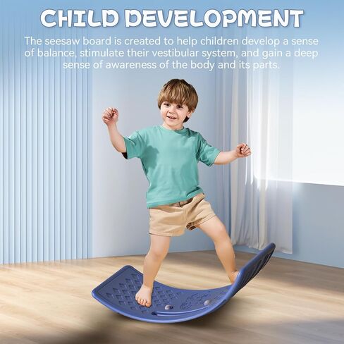 Rocker Board Balancing Training,Balance Board, Plastic Balance Seesaw Board with Elastic Ball, Improves Motor Skills and Build Core Strength, for Kids Toddlers Teens Balance Training, Balance boa in Kuwait