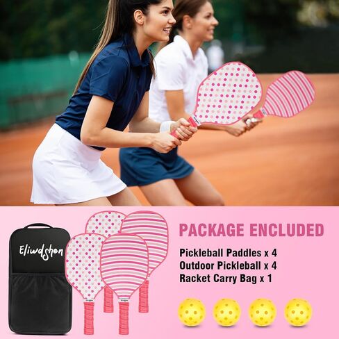 Wood Pickle Paddles Set of 4 with 4-40 Holes Pickleball Balls and Carry Bag, Wood Pickle Rackets Gifts for Adults, Kids and Beginners with Comfort Grip NE1 in Saudi Arabia
