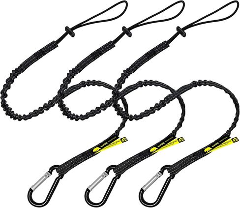 BearTOOLS Tool Lanyard with Standard Spring Carabiner and Adjustable Loop End, 90cm Length, Maximum Weight Limit 8KG / 17.6lb, Fall Restraint with Shock Cord Stopper, 1 Pack (Black 0911S) in Kuwait