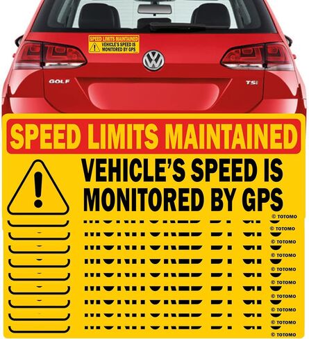 TOTOMO Red 10pk Vehicle Speed is Monitored by GPS Speed Limits are maintained Sticker 10"x3.5" Highly Reflective Premium Quality Car Safety Caution Sign #SDM-14R-10pk in Kuwait