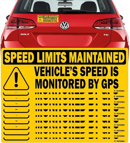TOTOMO Red 10pk Vehicle Speed is Monitored by GPS Speed Limits are maintained Sticker 10"x3.5" Highly Reflective Premium Quality Car Safety Caution Sign #SDM-14R-10pk in Kuwait