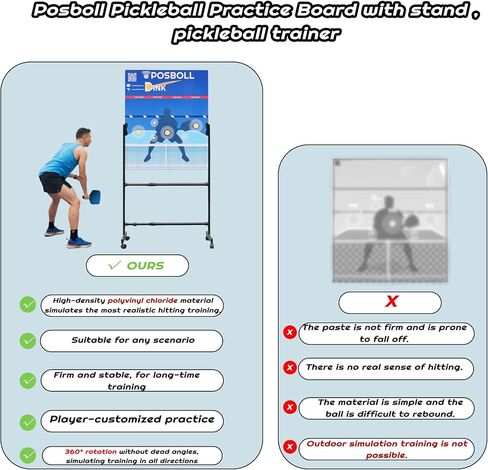 Pickleball Practice Board Pickleball Dink Rebounder with Stand,Pickleball Wall for Practice,Dink Board for Pickleball Training, Adjustable Pickleball Practice Rebounder Pad,Portable Dink Guru in Saudi Arabia