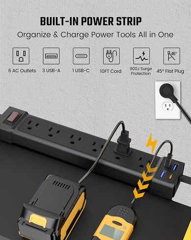 منظم أدوات الطاقة SUPERDANNY على الحائط، قابل للتعديل 4 طبقات 4 رفوف تخزين المثقاب، منظمة المرآب، أداة شماعات المثقاب اللاسلكي، حامل البطارية، رف تخزين عالي التحمل، هدايا للرجال في عيد الميلاد in Kuwait