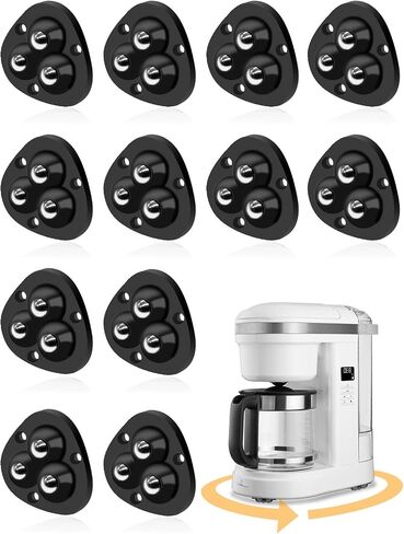 12 Pcs Small Appliance Rollers,Self Adhesive Small Caster Wheels for Kitchen Appliances 360°Rotation Universal Appliance Wheels for Appliances on The Counter,Coffee Maker,Small Furniture(White) in Kuwait