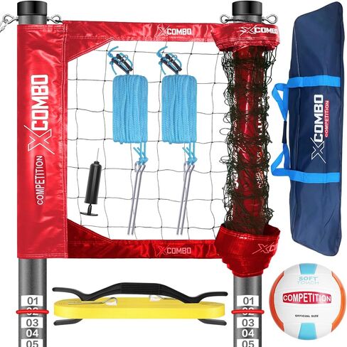 Professional Volleyball Net Set Heavy Duty for Outdoor Backyard Portable with Aluminum Adjustable Height Scoring Poles, Regulation Nets System for Tournament, Grass in Saudi Arabia