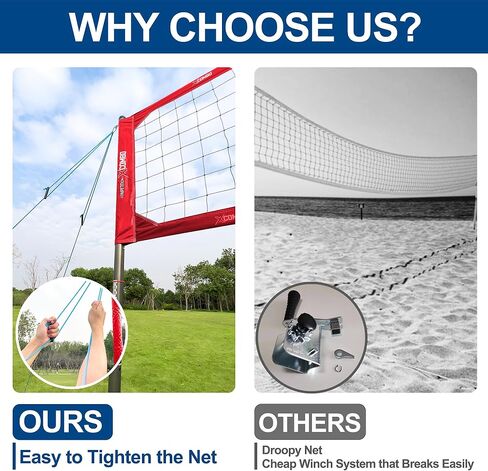 Professional Volleyball Net Set Heavy Duty for Outdoor Backyard Portable with Aluminum Adjustable Height Scoring Poles, Regulation Nets System for Tournament, Grass in Saudi Arabia